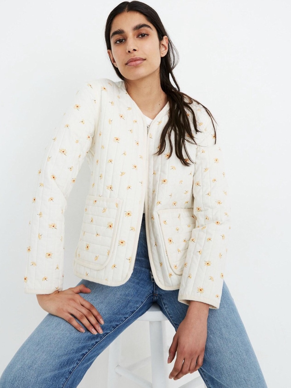 Madewell Floral Quilted Liner Jacket Cottagecore Boho Cotton Daisies/fall 2026